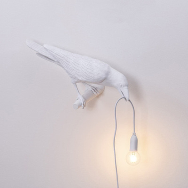 Seletti Bird Moderne Italiensk Væglampe Sort Hvid Resin Lig-WELLNGS white left