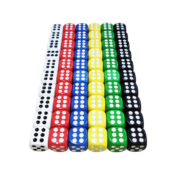 IC 100-pack Dice - Six-sided for parties/games/puzzles, multi-coloured