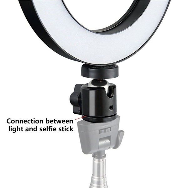 6\" LED Ring Light Dimbar USB 5500K Fyllelampe Light + Adapter