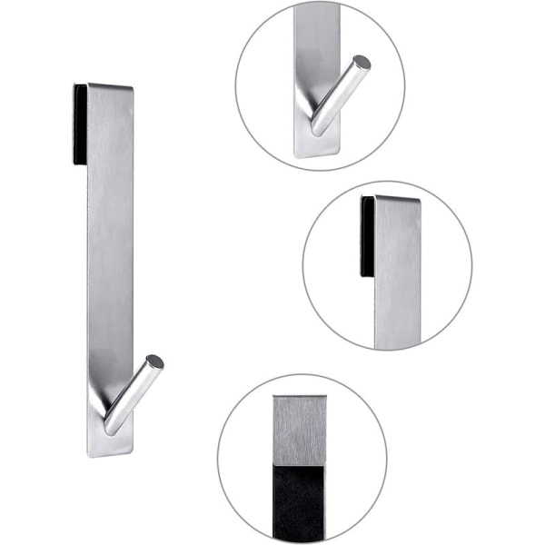 Galaxy 2-pack 18 cm Borrfri Duschdörrkrok Handdukshängare Badrums Ramlös Duschdörr - Silver