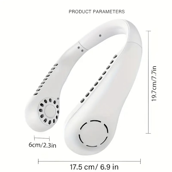 1 st Mini Nackfläkt - Laddningsbar, Bladfri Bärbar Luftkylare, 5 Hastigheter