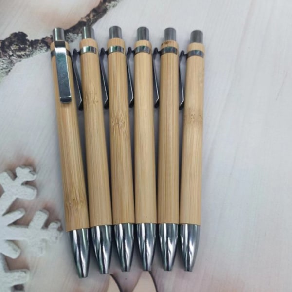 4 st set bambu trä kulspetspenna 1,0 mm kulspets blue