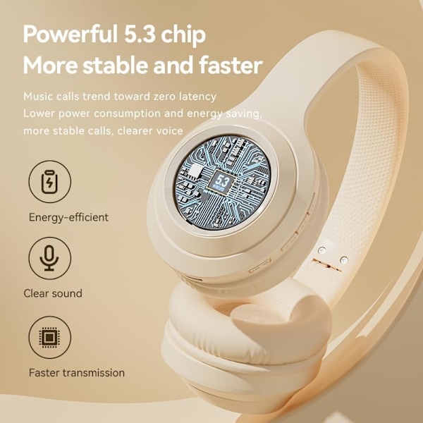 M6 Trådlöst Gaming Headset, Memory Foam & Premium Läderliknande Öronkuddar, Stereo Hörlurar, Gaming Hörlurar med Mikrofon för Mobila Enheter