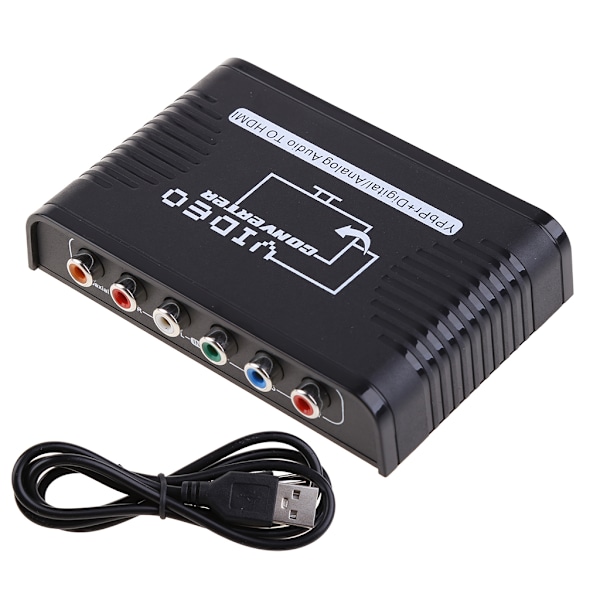 HDMI-kompatibel til komponentkonverter, Avedio Connect HDMI-kompatibel til 1080P YPbPr 5RCA RGB+R/L Video Audio Adapter