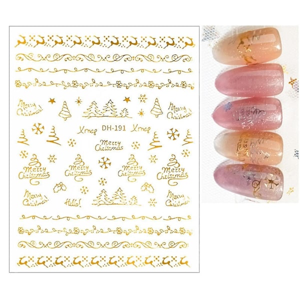 Joulunaisetarrat 3D-efektillä Tee-se-itse-hiutaleet Joulu Nail Art-foliot Talvikoristeet