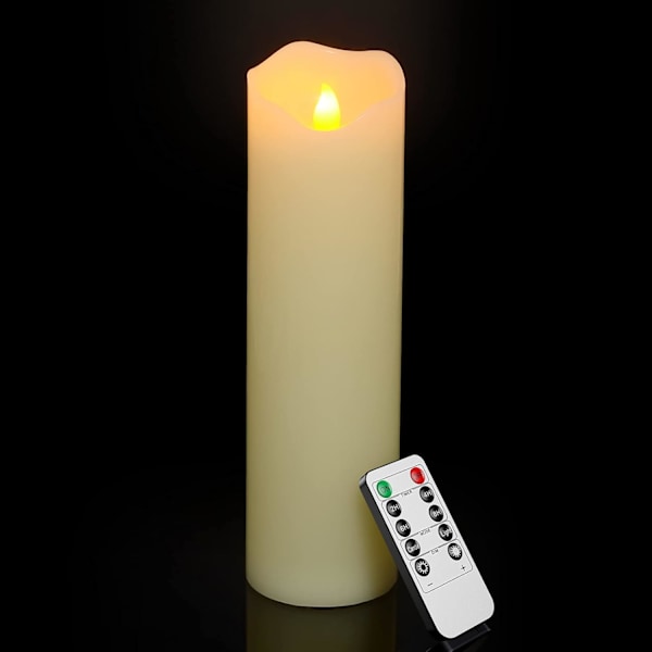 1 stk LED blokklys, ekte voks 10 tommer med fjernkontroll for bryllupsdekorasjon 10 tommer – 10 tum \u2013 1 styck 10 tum – 1 styck