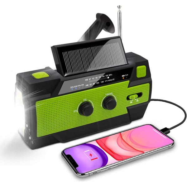 Solar Radio, Portable Crank Radio Dynamo Radio med AM/FM, B