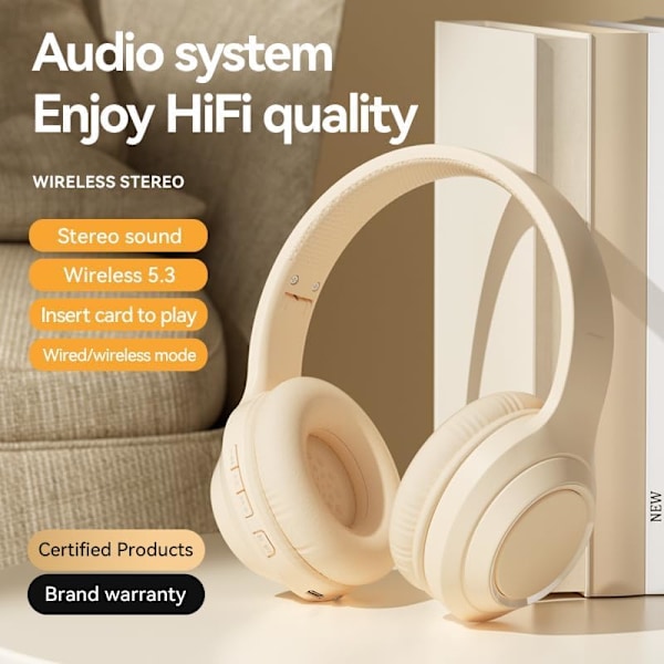 M6 Trådlöst Gaming Headset, Memory Foam & Premium Läderliknande Öronkuddar, Stereo Hörlurar, Gaming Hörlurar med Mikrofon för Mobila Enheter