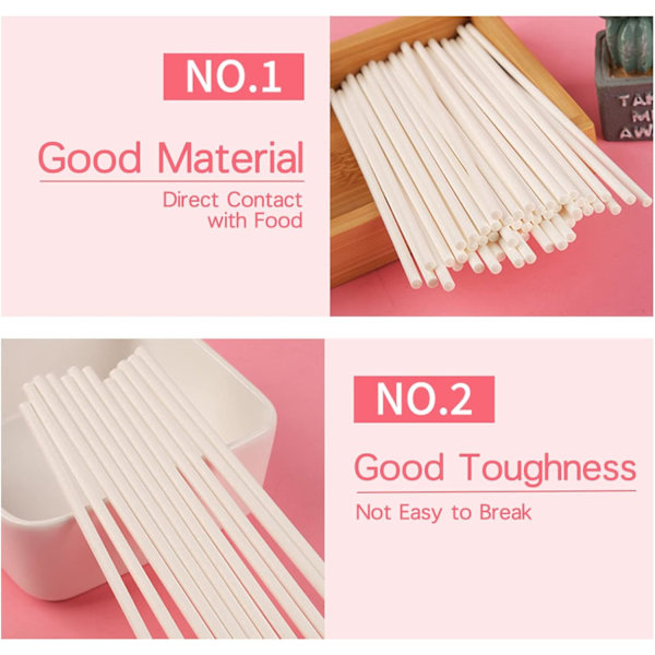 100-pakning (Hvit) Pinner for Lollipop og Cake Pops, Papirpinner