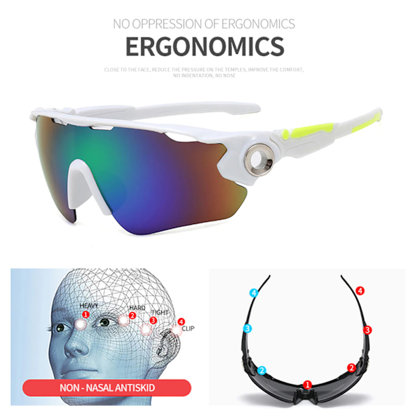 Cykling Briller 8 Farver Udendørs Sports Solbriller Mænd Kvinder C Whit Whit White one size
