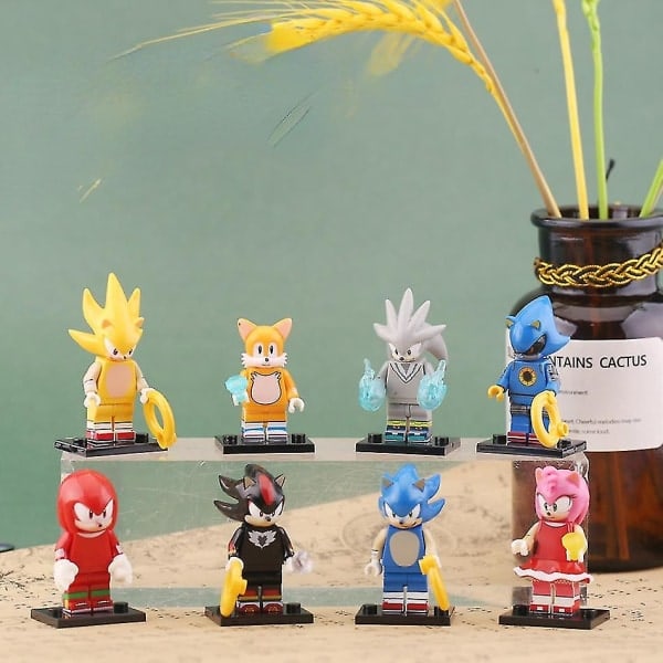 Rakennuspalikat Sonic 8-osainen setti Rakennuspalikkalelut Koristeet
