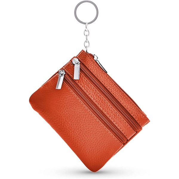 Kvinnors mini plånbok i äkta läder myntpåse liten plånbok med dragkedja och nyckelring för flickor barn män liten myntväska plånbok myntväska