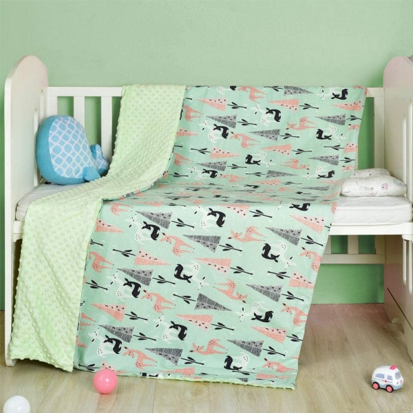 Baby breathable, soft and comfortable baby blanket, pure cotton green forest deer 110*158cm