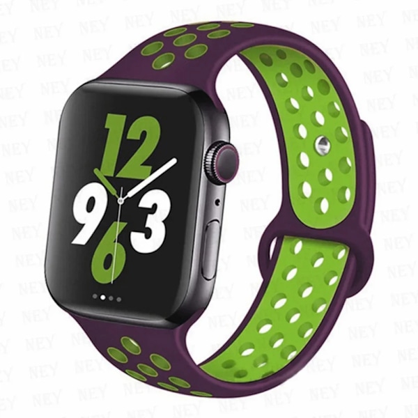 Sportrem för Apple Watch Band 45 mm 49 mm 44 mm 40 mm 41 mm 42 mm Silikonarmband correa iWatch Ultra 2 Series 9 8 SE 7 6 5 4 3 lila grön 34 purple green 34 SM