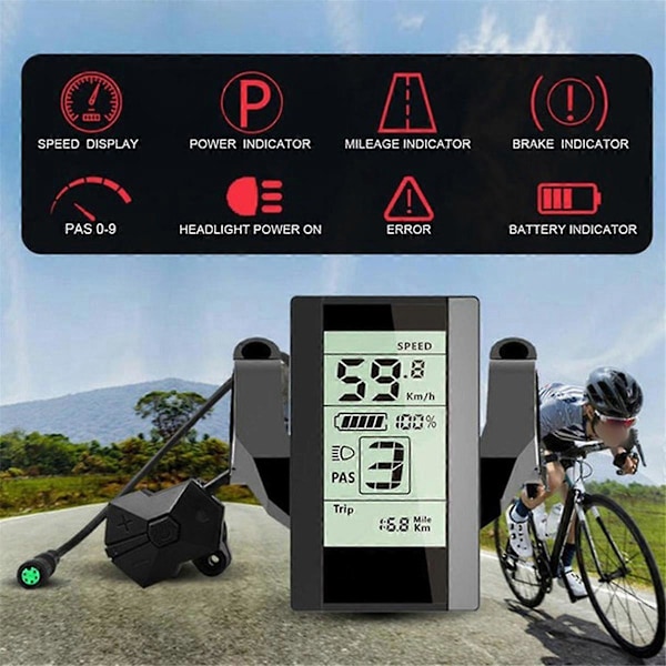 Svart Ebike Display 800S för BBS01 BBS02 HD Mittmotor Paket Inkluderar 1 Display