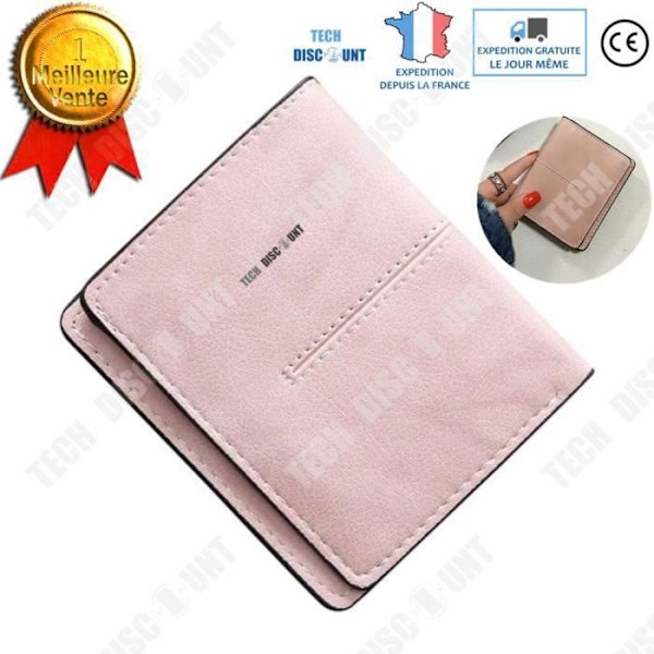 TD® PU Leather Wallet Pink Ladies Retro Card Holder Purse Smooth Stitching Discreet and Refined Chic