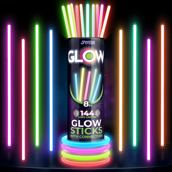 200 stk. Glow Sticks i bulk 8 tommer, Glow Sticks Armbånd Halskjede, Lyser i mørket, Påske, Jul, Halloween Party Supplies Pack