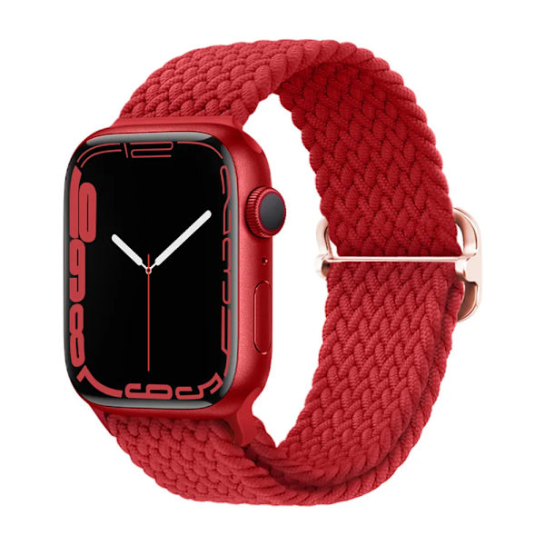 Flettet løkke til Apple Watch Rem 44mm 40mm 45mm 41mm 42mm 38mm 49mm Elastisk Solo armbånd iWatch serie 9 se 7 5 6 Ultra2 Band 7.rød 7. red 38mm 40mm 41mm