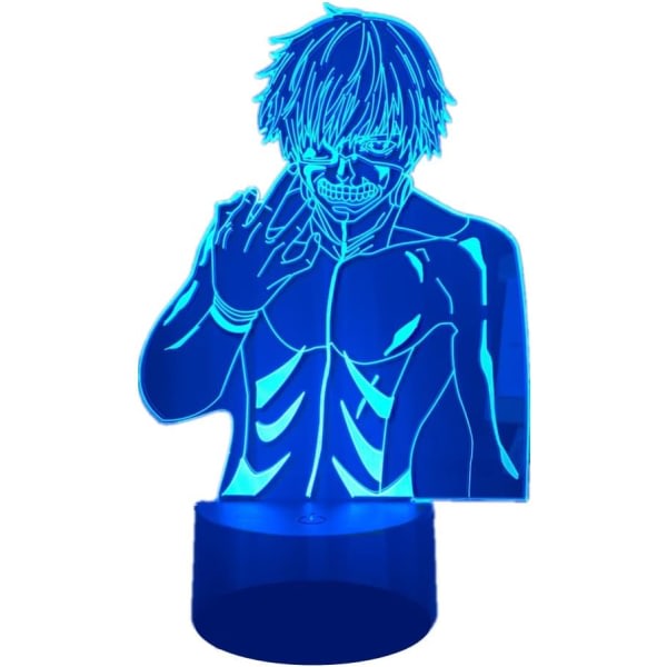 Anime 3D-lampa Manga Kaneki Ken Akryl LED Nattljus RGB 16 färger Changing Touch med fjärrkontroll Dimbar Rumsdekoration Nattlampa