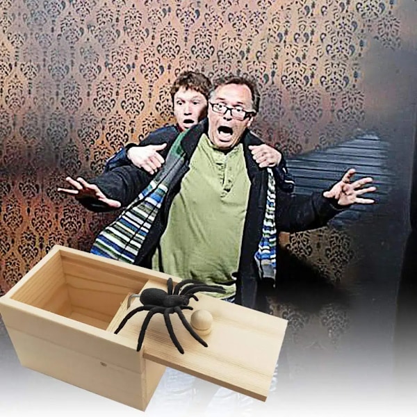 Halloween Edderkop Scare Box Joke Box Overraskende Træ Scare Box Gave Legetøj Edderkop Box Prankoy Jokes til Børn Voksne GRÅ GRAY Other