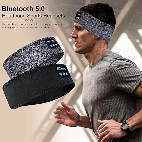 Trådlöst Bluetooth Headset Elastiskt Sportpannband Over Ear Hörlurar Musik Sömn Ögonmask