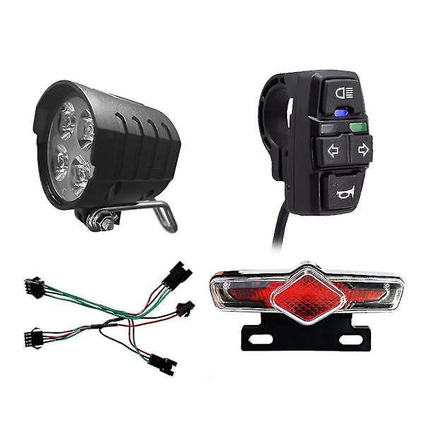 Sykkel Front- og Ebike Baklyssett Inngang 36v 48v 52v 60v Med Dk336 Lyshorn Roterende Bryter E-sykkel Lys