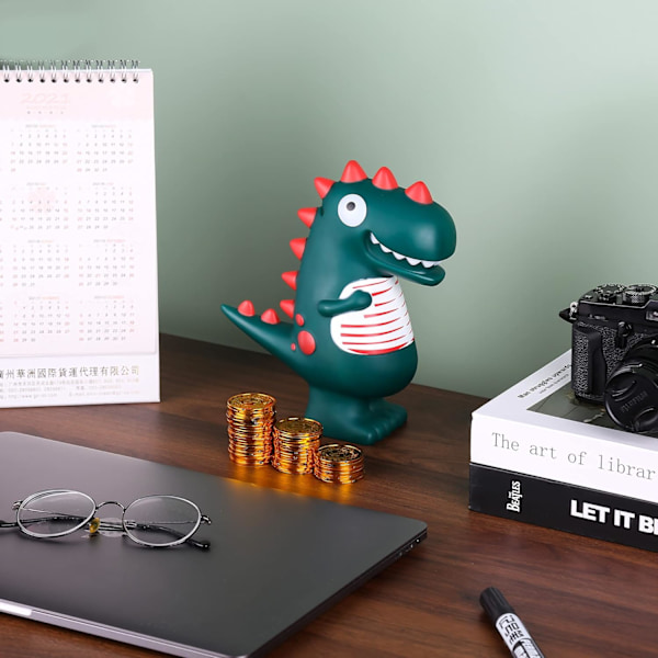 Spargris för barn Original Dinosaurie Sparbössa för flicka och pojke Dekorativ design för sovrummet, Baby Spargris Gåva att ge (grön) Sunmostar