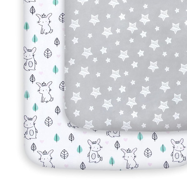 Lakan, 2-pack Mini-spjälsängslakan, Stretchbar Spjälsängsmadrassöverdrag, Kompatibel med Graco Pack n Play, Mjukt och Andningsbart Material