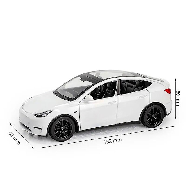 1/32 Tesla Model Y SUV Leksaksbil Modell, Diecast Metall Legering Ljud & Ljus Pull Back 1:32 Samling Present, För Pojke Barn White