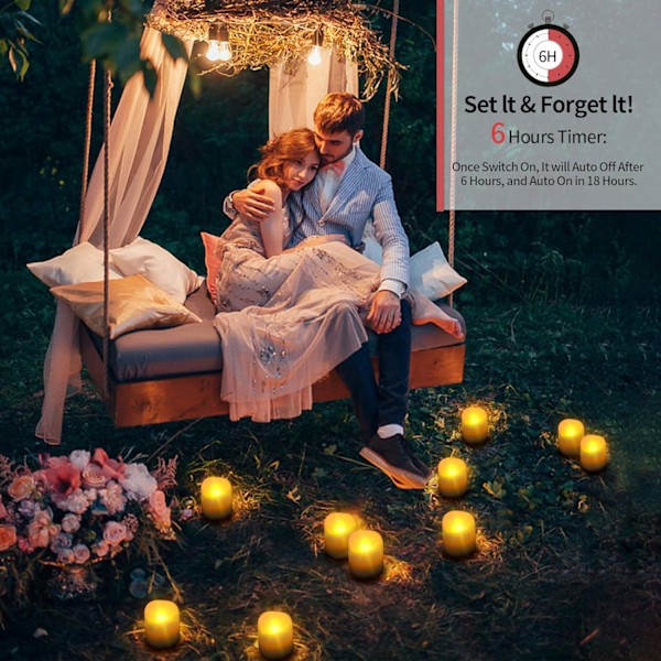 12 stk LED-votivlys med fjernkontroll og timer for festdekorasjon te lys med timer Parent värmeljus med timer