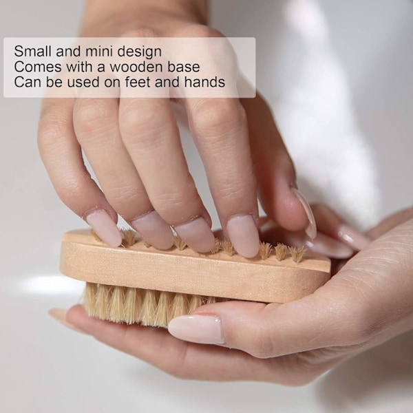 Nagelborste för män och kvinnor, dubbelsidig skrubbborste i trä för nagelrengöring