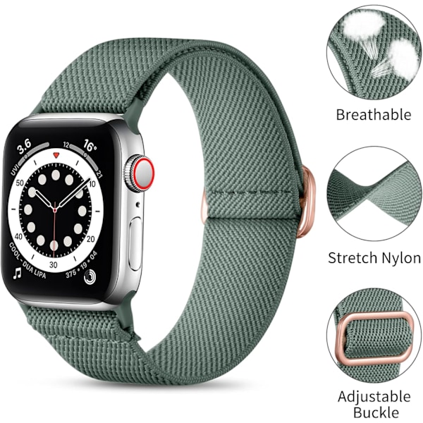 Loop-rem kompatibel med Apple Watch-rem, säädettävä stretch-nylon punottu urheilullinen vaihtohihna iWatch SE -sarjoille 9/8/7/6/5/4/3/2/1