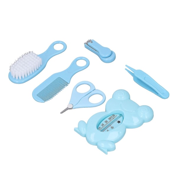 6 st Spädbarnsvård Nagelklippare Kamborste Booger Clip Termometer Kombination Healthcare Kit Blue