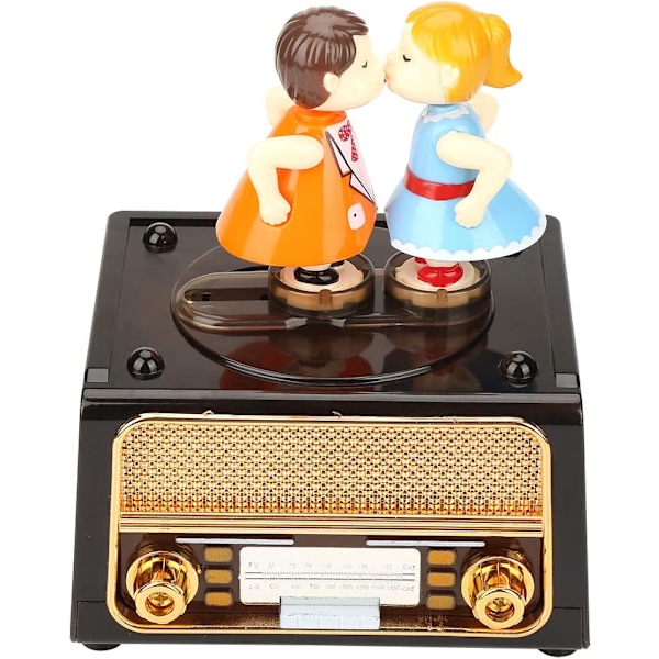 Musikbox 17,5×13,5×11 cm Retro Radio Form Med Fin Förvaringsdocka Musikbox Bröllop Alla Hjärtans Dag Present Kärlekskyssdocka Ra'S Musikbox