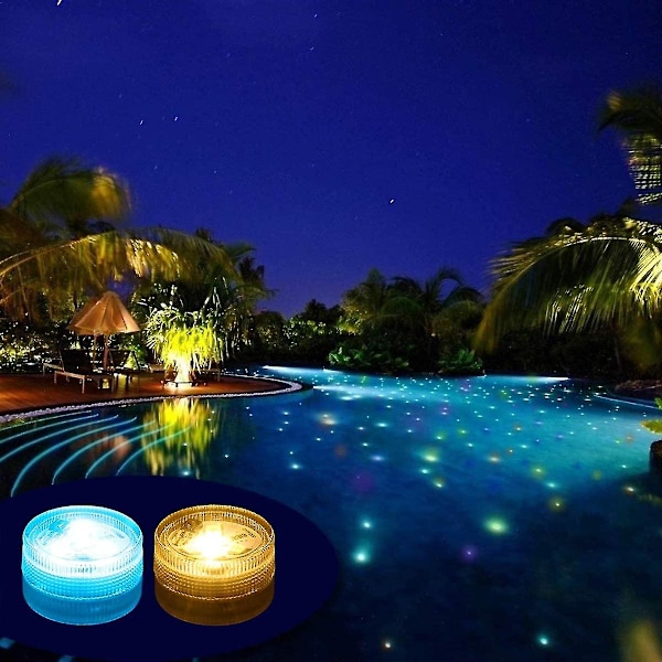 10 st Mini Nedsänkbara LED-lampor, Aled-lampor Vattentäta RGB Flerfärgade LED-lampor med 2 Fjärrkontroller för Pool