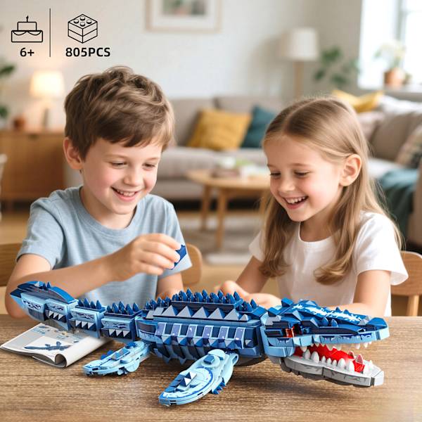 Dinosaur Byggeklodser Model – Mosasaurus Samlelegetøj Mosasaurus