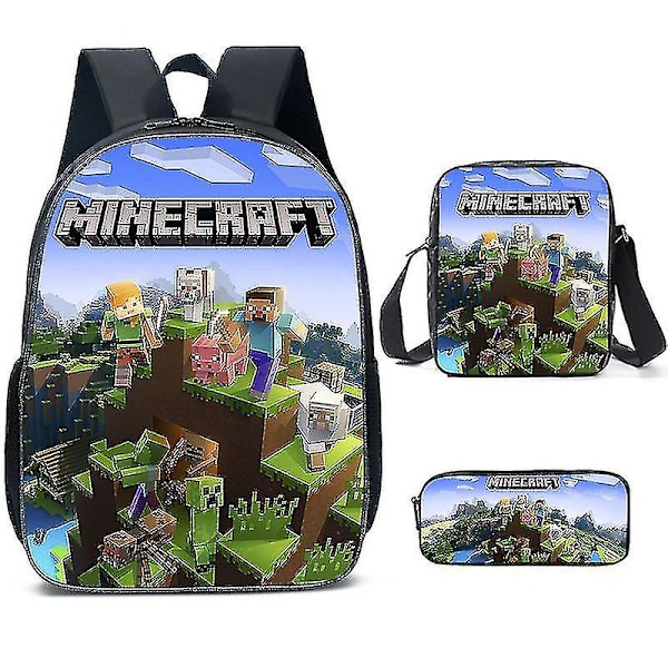 Minecraft-reppu ala- ja yläkouluun, Minecraft-peli tarvikkeiden reppu, kolmiosainen setti 1