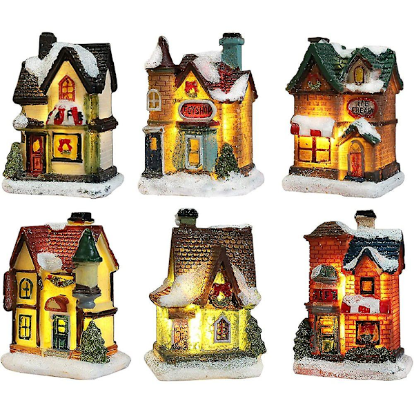 Christmas village with lights - LED Christmas decoration, American light string, battery powered Christmas decoration