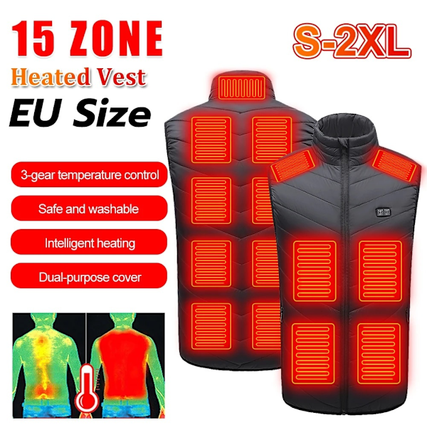 USB-oppvarmet vest for vinterkomfort Svart Black m