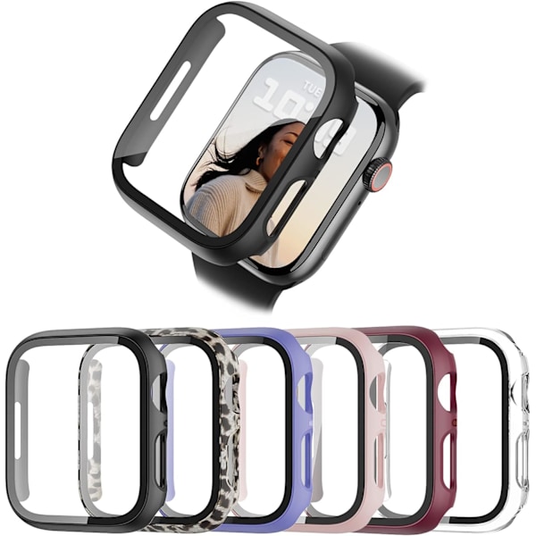 6-pakks etui for Apple Watch Series 3/2/1 38 mm med herdet glass 6-pakks 3 6-Pack 3 38mm