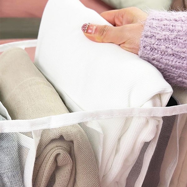 Sammenleggbar Jeans T-skjorte Oppbevaring Klesskuff grå - høy kvalitet grey grids