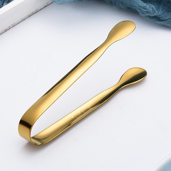 2 stk U-formet isbittang, rustfritt stål, godteri-tang, mini serveringstang