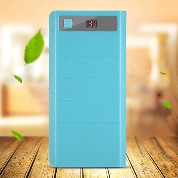 20000mAh 8 x 18650 Paristot Power Bank Kit Kotelo Kuori Kaksois-USB Type C + Micro USB Portti Sininen