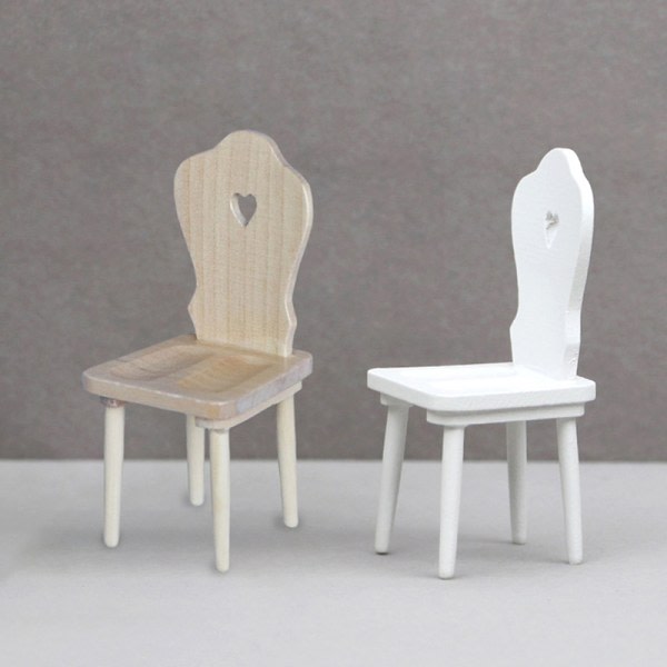 1:12 Dockhus Miniatyr Love Chair Modell Pall Backchair Furni White