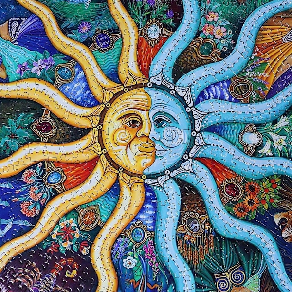 Pussel med 1000 bitar för vuxna - Zodiak konstellationspussel - Runt mandala astrologipussel coolt