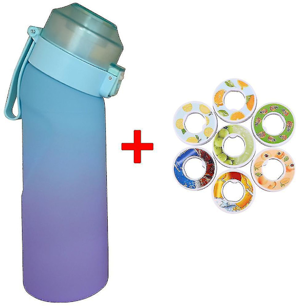 Smaksatt Vattenflaska med 7 Smakkapslar Air Water Up Flaska Frostat Svart 650ml Air Starter Up Set Vattenkopp för Camping Sport O O SPAIN