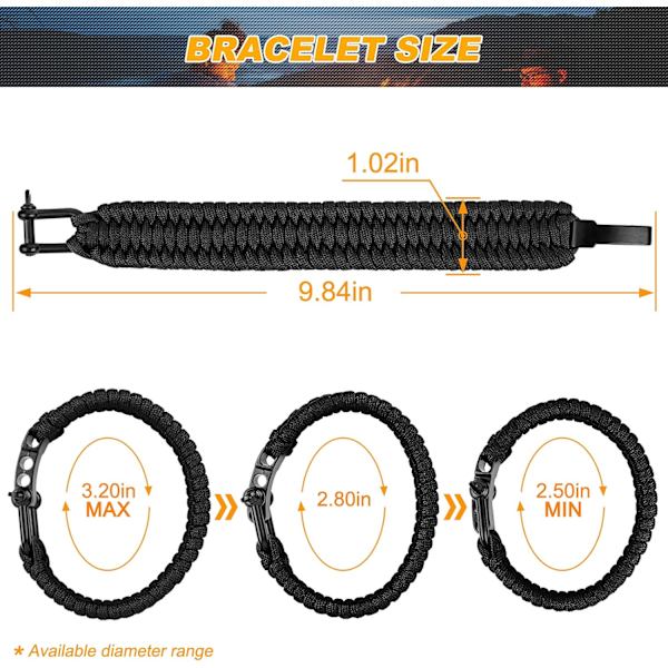 Selviytymisrannekoru, taktinen paracord-rannekoru - 23 cm