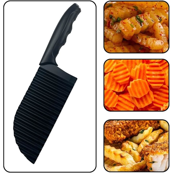 Vågig Skärare, Potatisskärare, Vågig Blad Grönsaksskärare i Rostfritt Stål, Handhållen Hackare för Pommes Frites, Grönsaker, Sallad, Morot