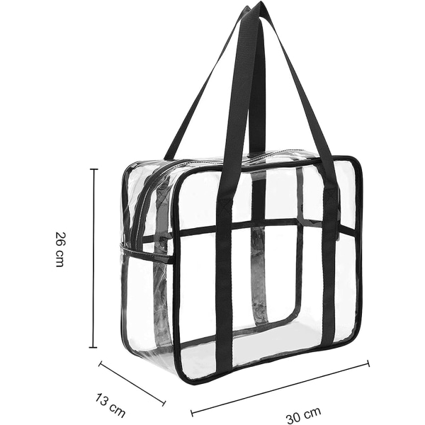 Transparent toilettaske transparent kosmetik makeup strandtaske letvægts vandtæt organizer stor opbevaring (sort)