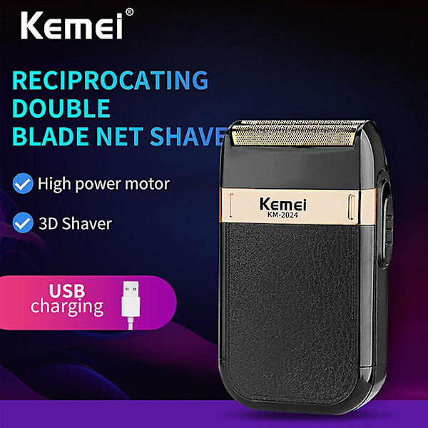 KM-2024 Elektrisk barbermaskin for menn Trimmer Barberhøvel Hårklipper USB Oppladbar
